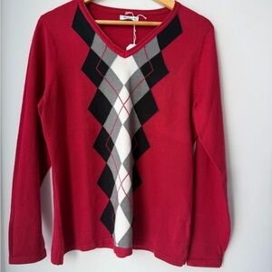 Vintage Croft and Barrow Red Argyle Sweater